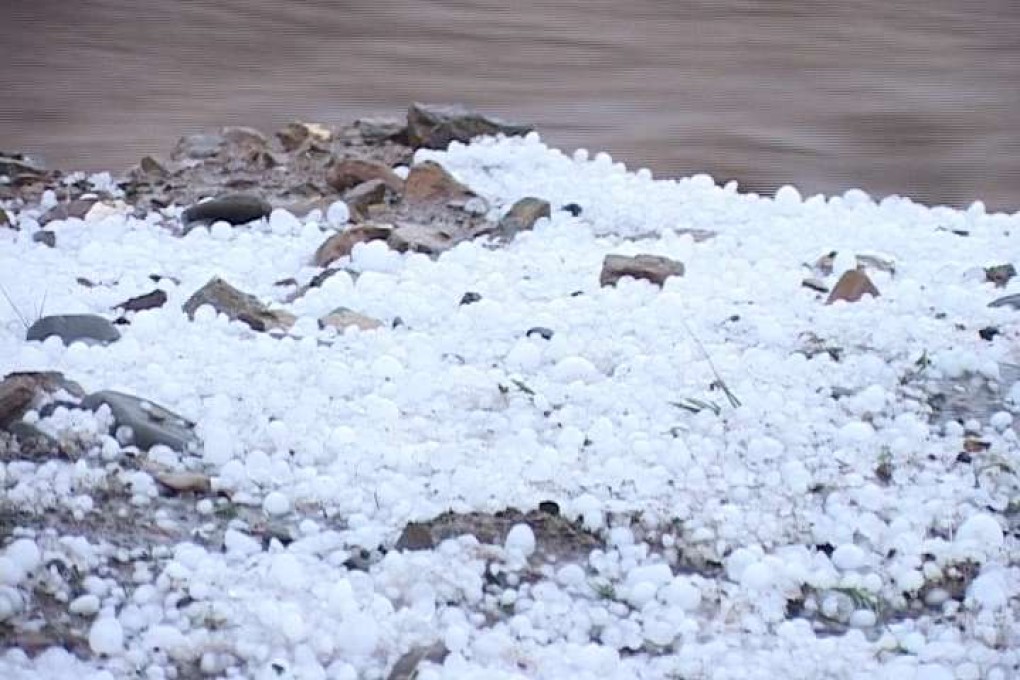 Hail storms in the province destroyed crops and caused six houses to collapse, the People's Daily reports. Photo: Photo: Xinhua