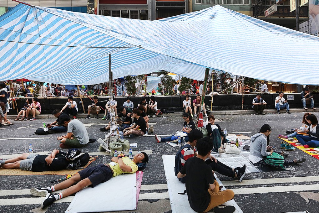 Protest sites in Mong Kok were largely calm. Photo: Sam Tsang