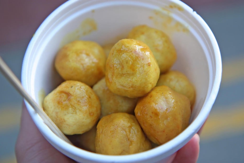Curry fish balls, a local favourite.