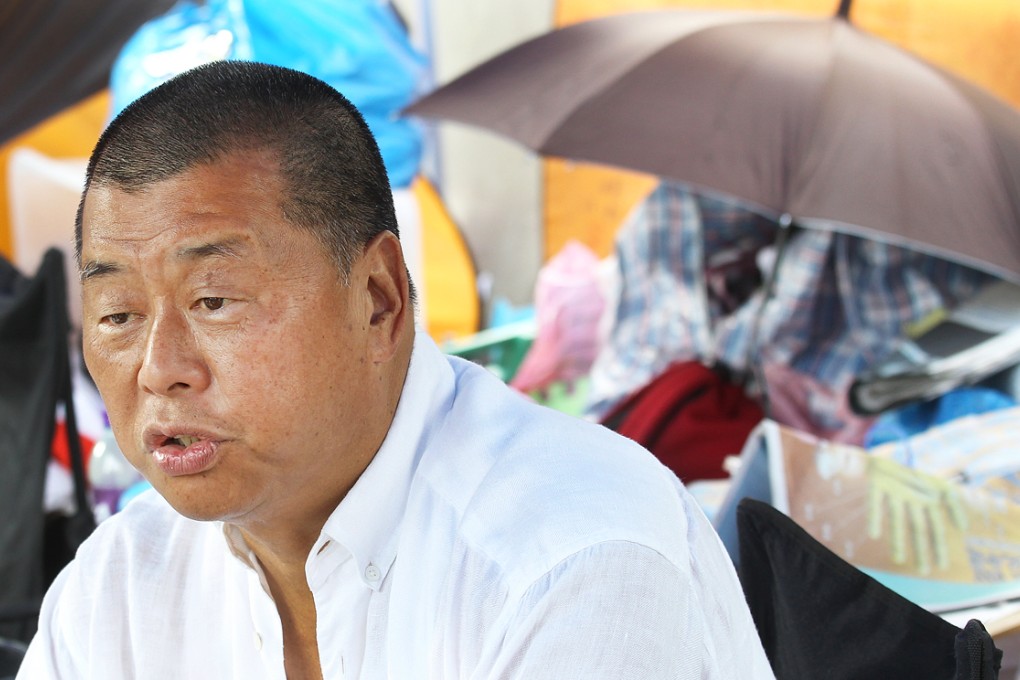 Apple Daily boss Jimmy Lai said that while he had donated large sums of money to politicians in the pro-democracy camp, he had not given a cent to the co-founders of Occupy Central. Photo: Dickson Lee