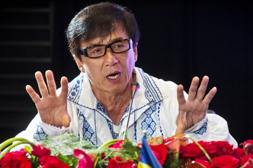 Jackie Chan speaks during a press conference which opened a Chinese Film Festival in Romania last month. Photo: AFP
