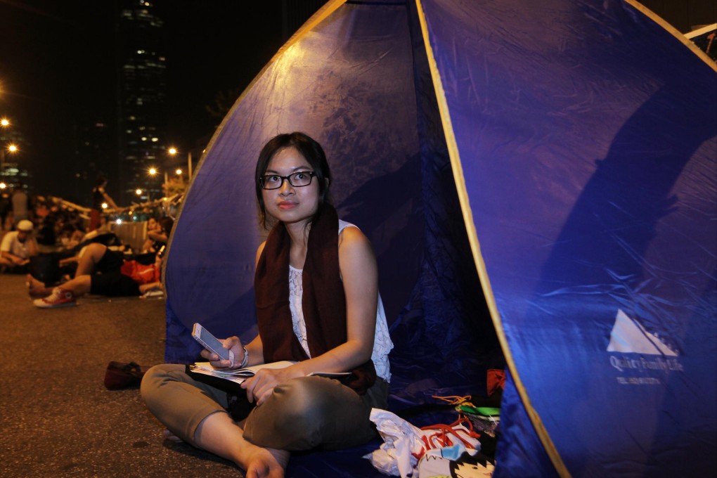 Reporter Jeffie Lam on the ground in Admiralty. Photo: Edward Wong