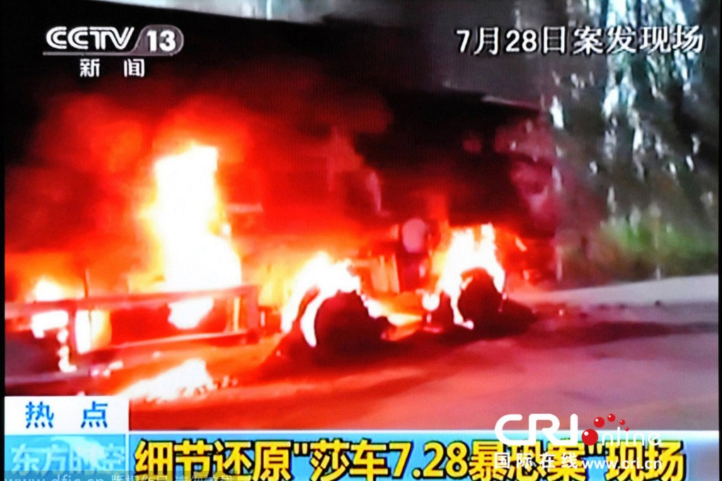 CCTV footage of the Yarkand attack in July. Photo: SCMP Pictures