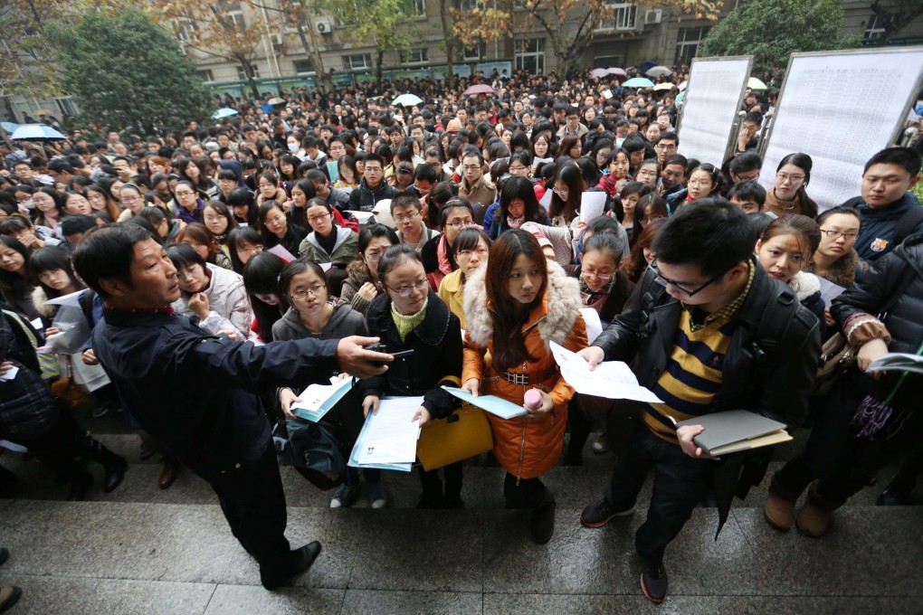 Candidates wait to start the national civil service exam at Nanjing Forestry University in November last year. Photo: Imaginechina