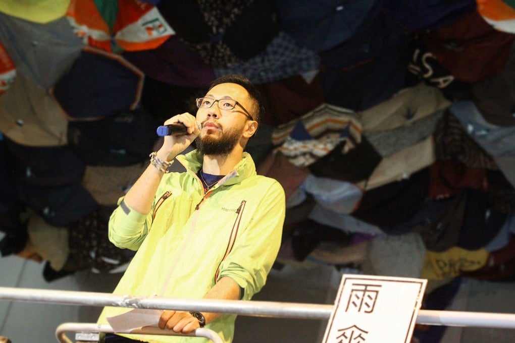 Ken Tsang addresses the crowds in Admiralty. Photo: Dickson Lee