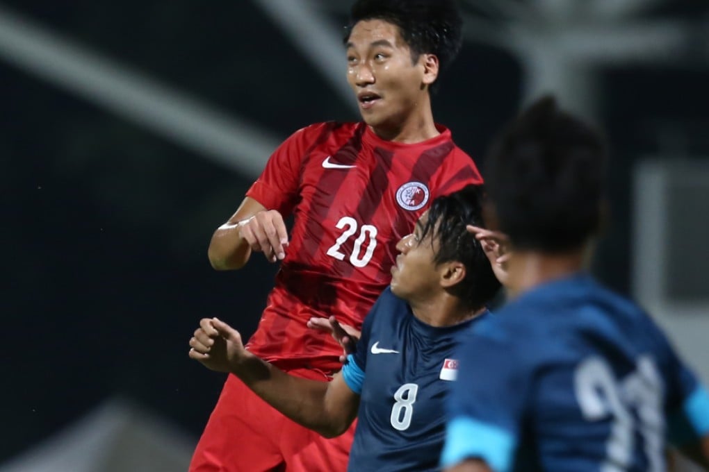Chan Man-fai makes amends for his earlier miss against Singapore by scoring twice for his club, Sun Pegasus. Photo: Jonathan Wong