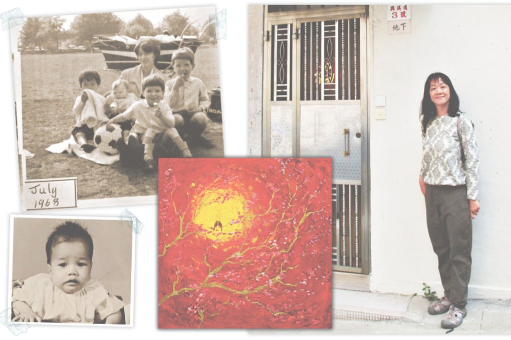 Serena Sussex at the building where she was found; with mother Brenda, sister Frances and brothers Desmond and Kevin; as a baby; an example of her art. Photos: SMP