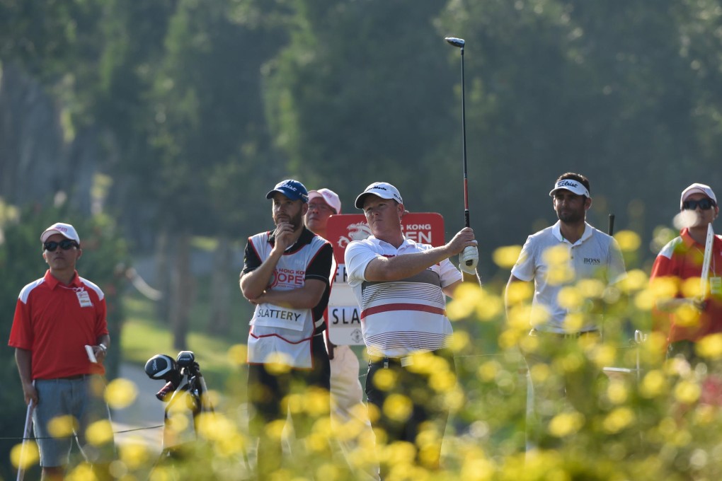 Marcus Fraser hits a shot in the third round. Photos: Richard Castka