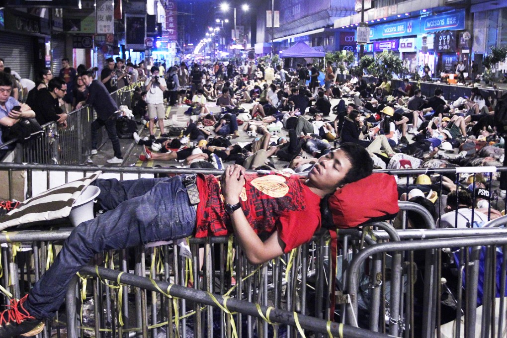Protesters in Mong Kok on Monday morning. Photo: Edward Wong