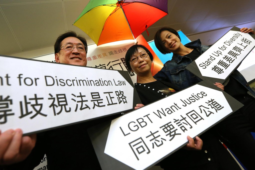 Pride Parade ambassadors (from left) Dr York Chow, Cyd Ho and Denise Ho at the event's launch. Photo: Nora Tam