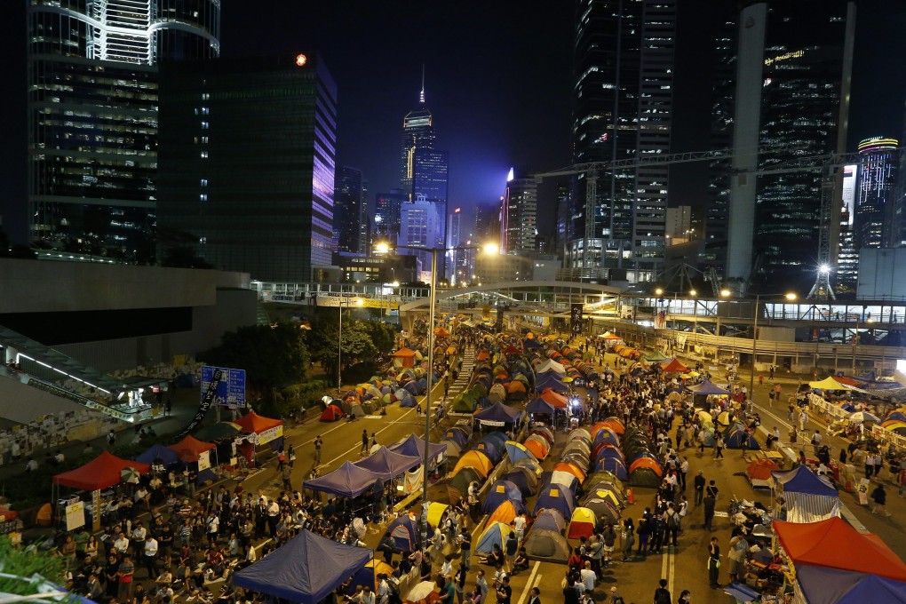 Pro-democracy protesters gather during a rally of the ongoing Occupy Central movement in Admiralty. Photo: EPA