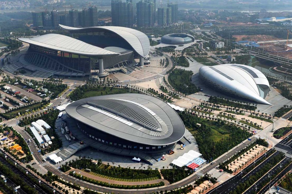 The plan also calls for accelerating the construction of new sports arenas, such as these facilities pictured earlier this month in Nanning. Photo: Xinhua