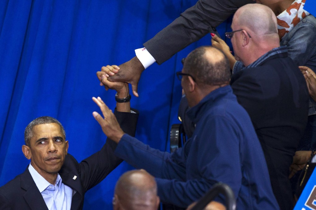 Barack Obama attends a political rally in Maryland. Photo: AP