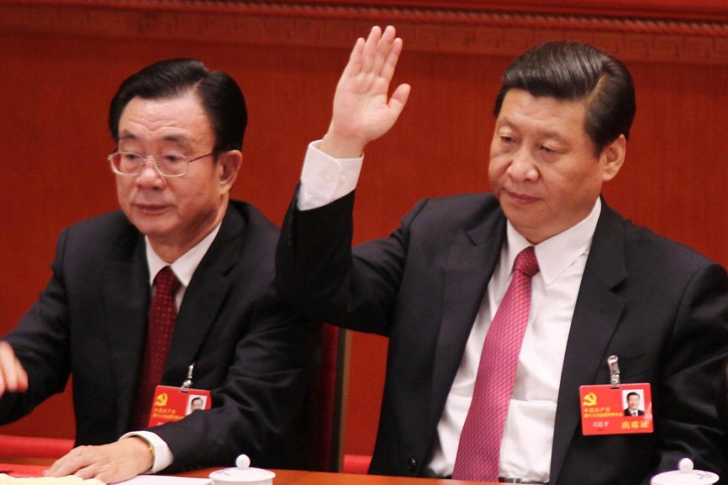 He Guoqiang (left) and Xi Jinping. Photo: SCMP