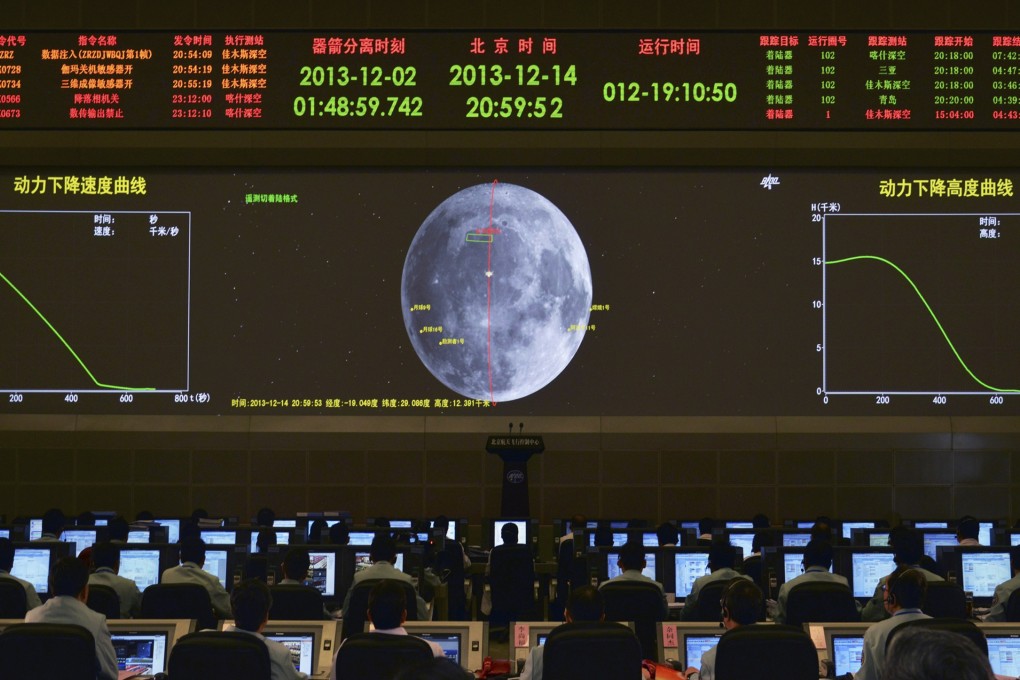 A giant electronic screen displays the mission operation information of China's Chang'e-3 lunar probe, which has been beset by mechanical troubles but which the government declared a success. Photo: Reuters