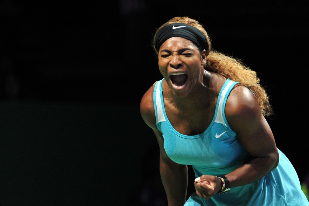 A frustrated Serena Williams could do nothing right in her heavy loss to Simona Halep. Photos: Xinhua