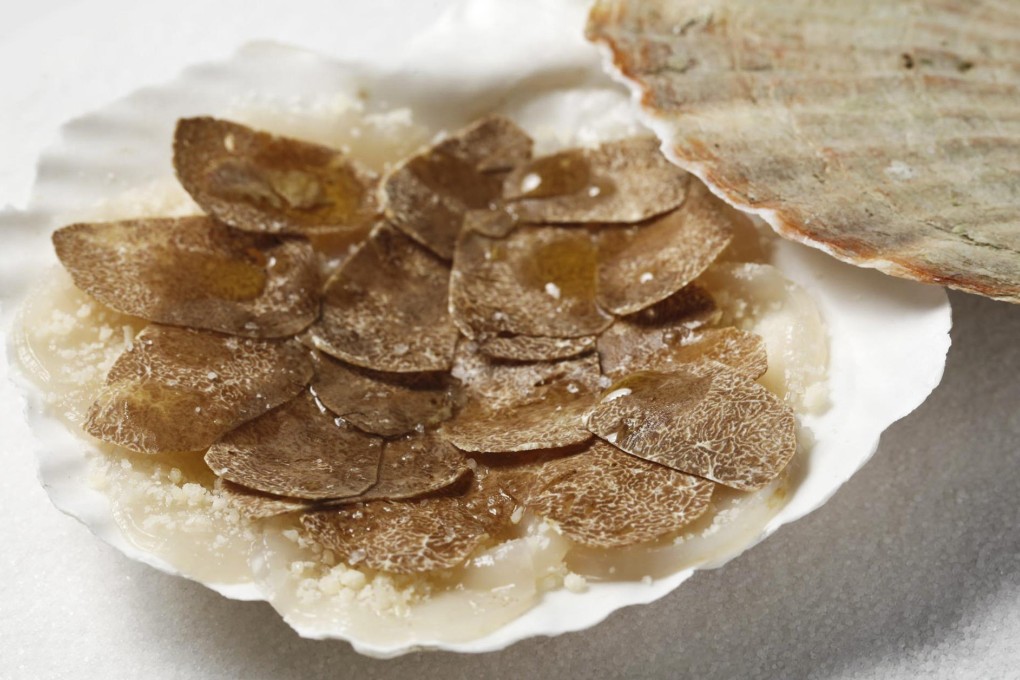 Carpaccio of scallops with white truffle at Akrame in Wan Chai.