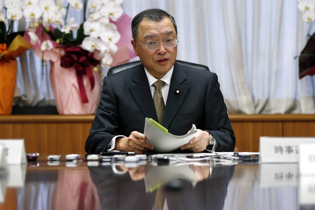 Yoichi Miyazawa, Japan's new industry minister, attends a group interview in Tokyo on Thursday. Photo: Reuters