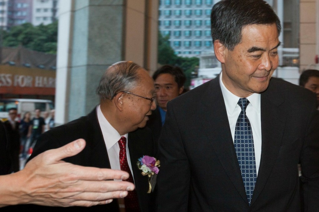 Leung Chun-ying arrives at a private event on Wednesday. Photo: EPA