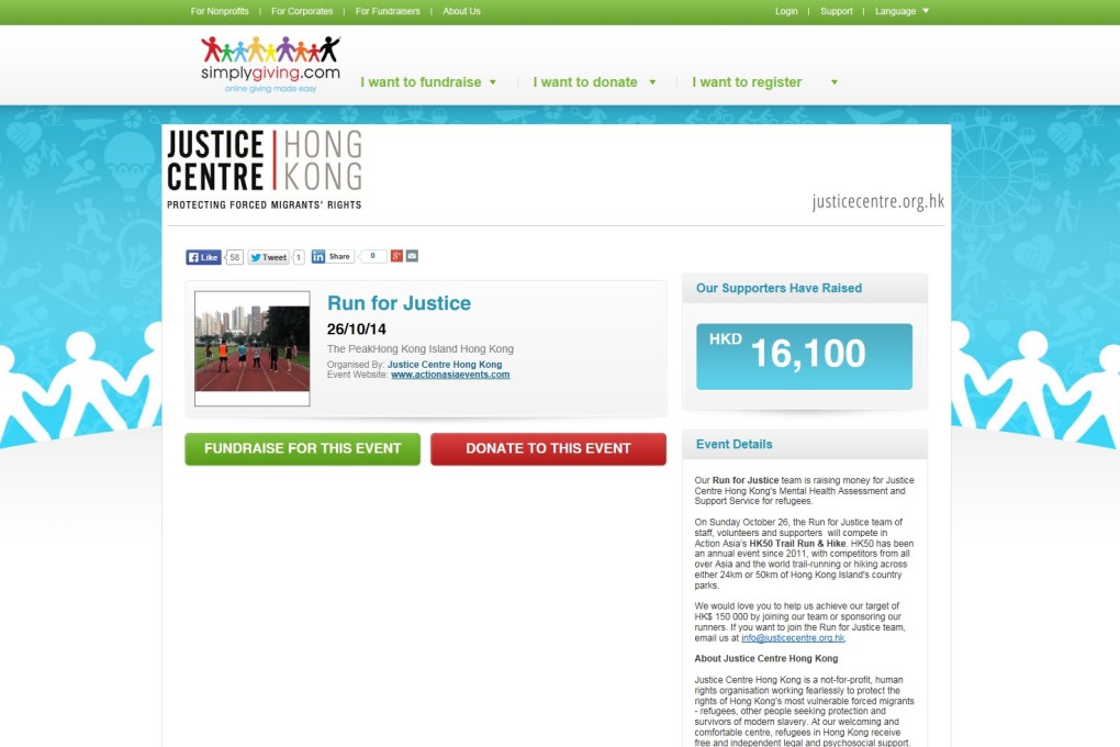 The Run for Justice donation page