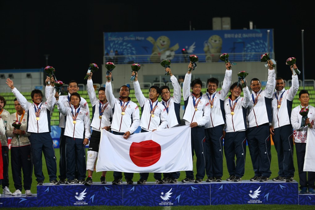 Things are looking up for Japanese rugby. Their sevens team won gold at the Asian Games in Incheon and now they can look forward to fielding a 15s franchise in the Super Rugby comppetition. Photo: Xinhua