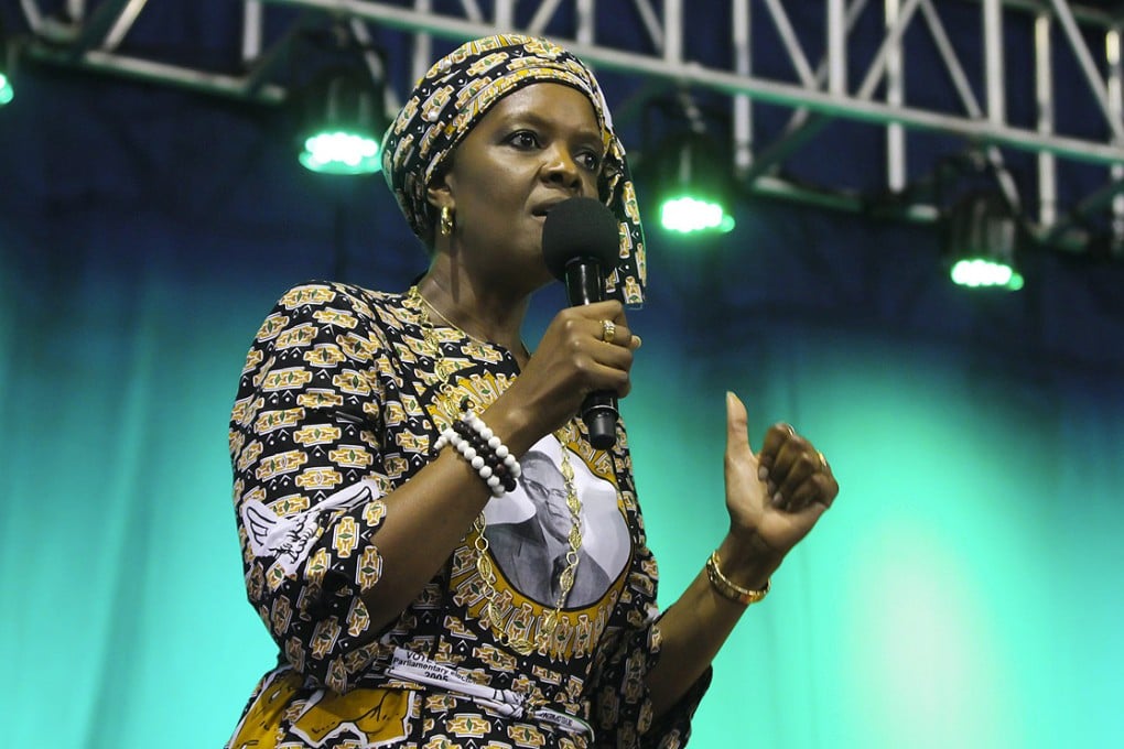 Zimbabwe's first lady Grace Mugabe addresses more than 15,000 Zanu-PF party supporters  in the capital Harare earlier this month. Photo: EPA