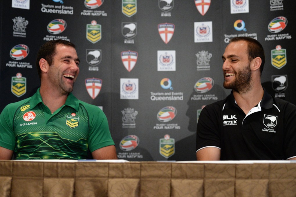 Kiwis' captain Simon Mannering (right) had the last laugh over  Australia's captain Cameron Smith in Brisbane in an opening clash in the Four Nations rugby league tournament. Photo: EPA