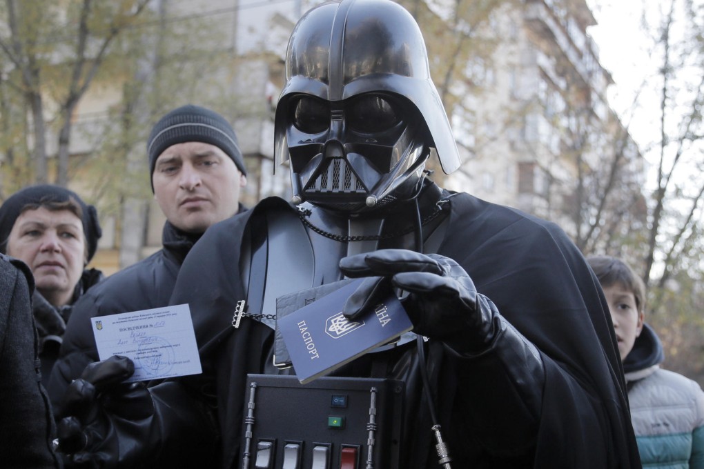 Foiled again: Darth Vader aka Viktor Shevchenko. Photo: AP
