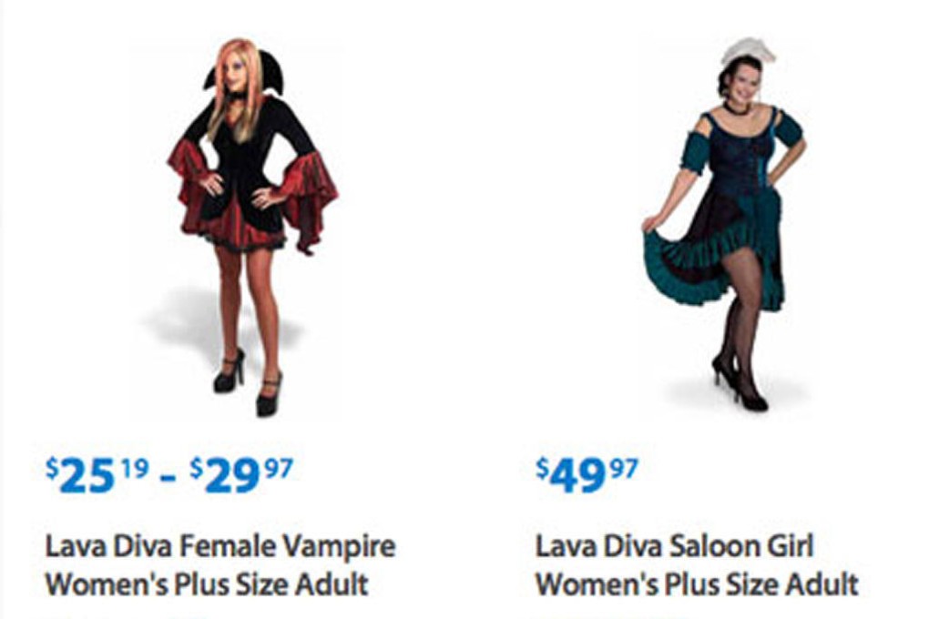 Halloween outfits, now listed as plus-size. Photo: SCMP