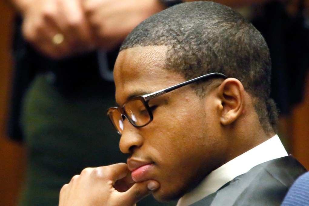 Javier Bolden reacts as he is convicted of first-degree murder at Los Angeles Superior Court. Photo: AP