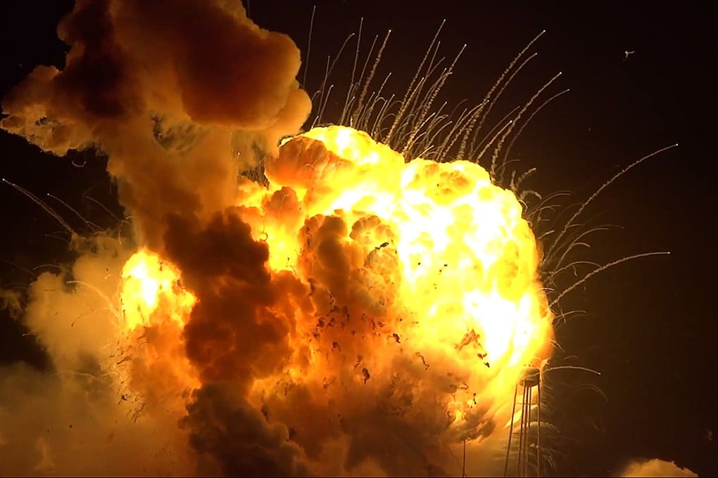 The unmanned Antares rocket explodes shortly after lift off in Virginia. Photo: Reuters