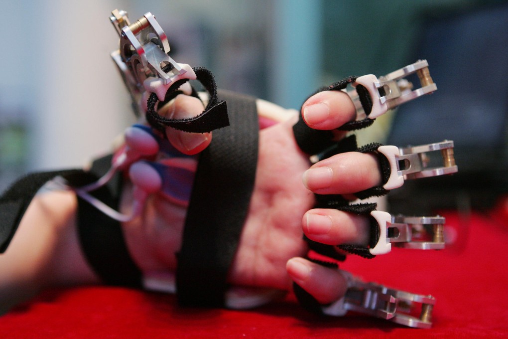 An exoskeleton device developed by Hong Kong Polytechnic University researchers. Photo: SCMP Pictures