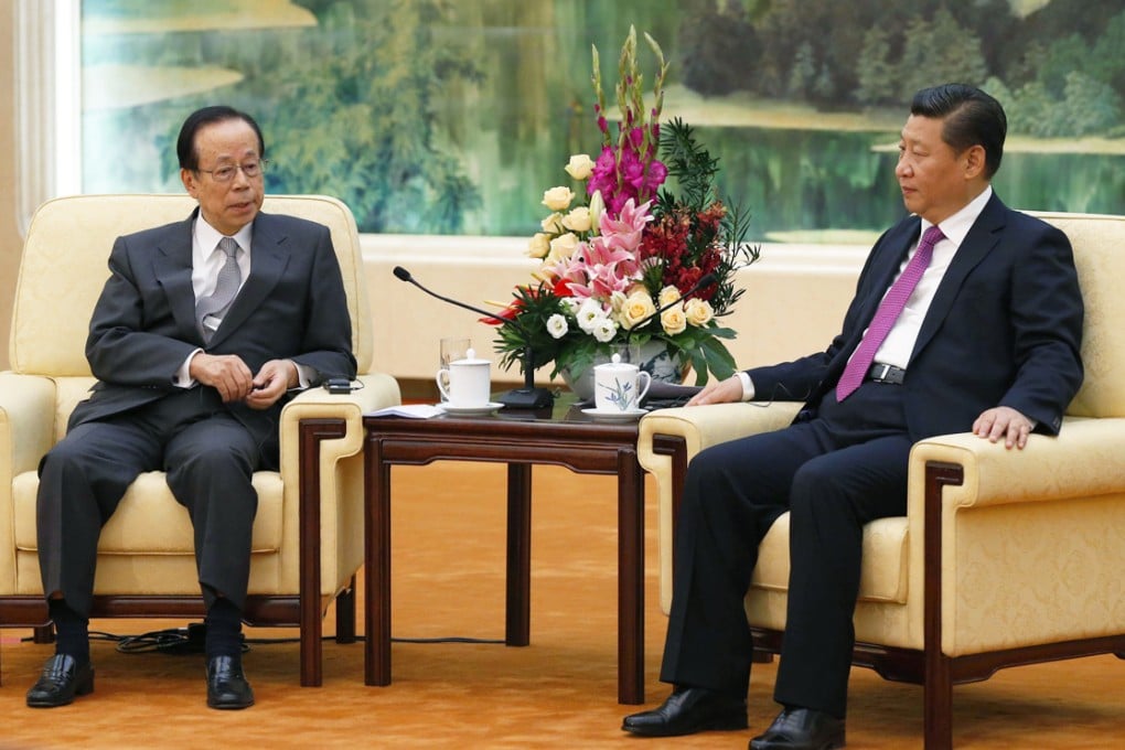 Former Japanese prime minister Yasuo Fukuda meets President Xi Jinping in Beijing. Photo: AFP