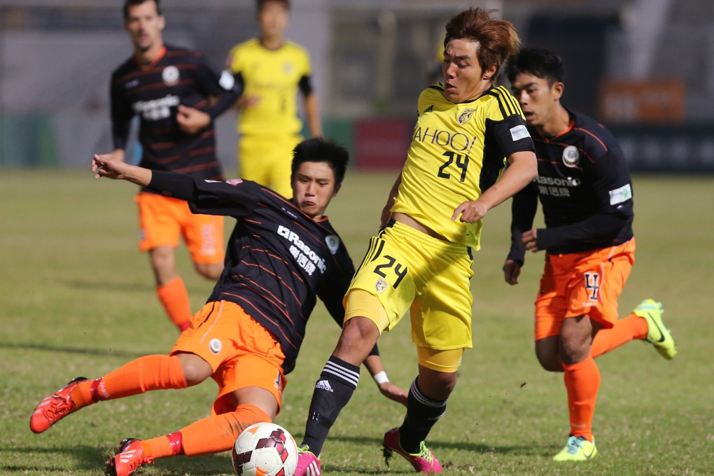 Ju Yingzhi (centre) has performed well for Sun Pegasus, who remain unbeaten in the Hong Kong Premier League. Photo: K.Y. Cheng