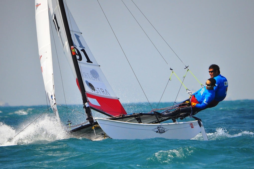 Tong Kit-fong and Tong Yui-shing in action at last month's Hobie Asian Championship in Hong Kong. Photos: May Tse, SCMP Pictures