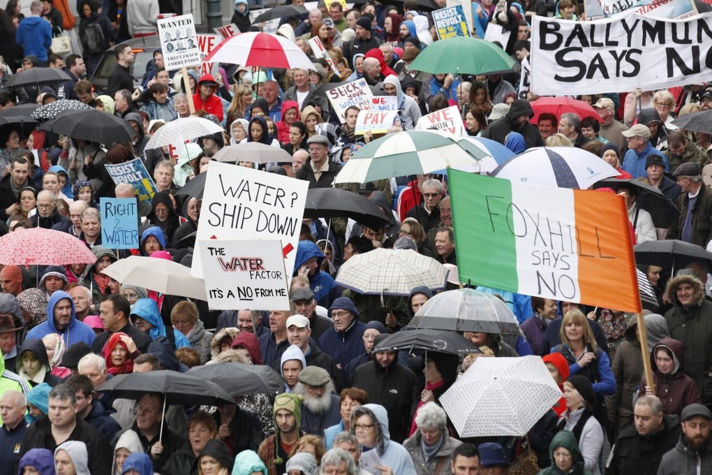 Dubliners rally over the tax imposed by the EU and IMF. Photo: AP