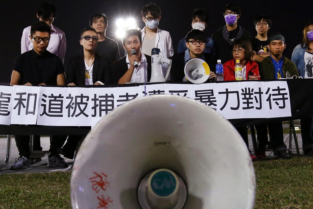 The group of 13 protesters includes teachers, social workers, performers and students. Photo: Jonathan Wong