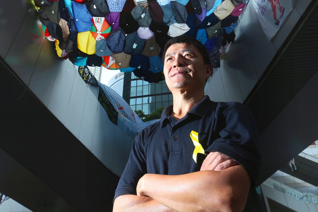 Zhou Fengsuo at "Umbrella Square" in Admiralty on Monday. Photo: K.Y. Cheng