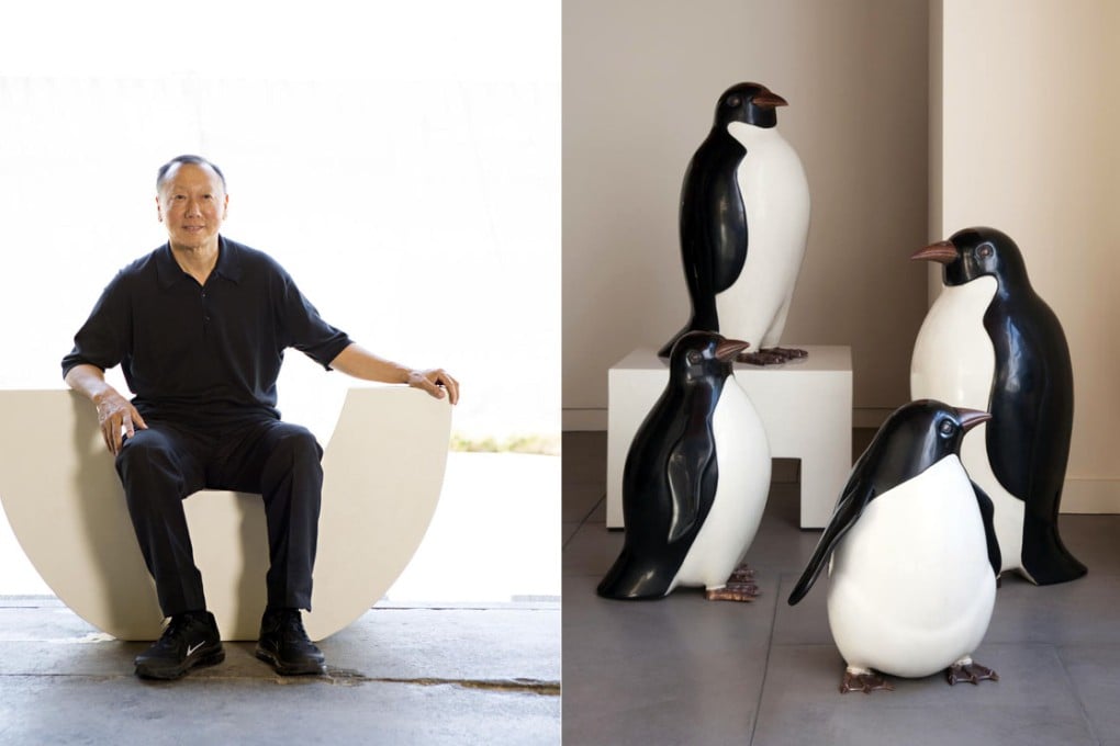 Furniture and home accessories designer Robert Kuo with one of his works: penguins. Photos: Robert Kuo