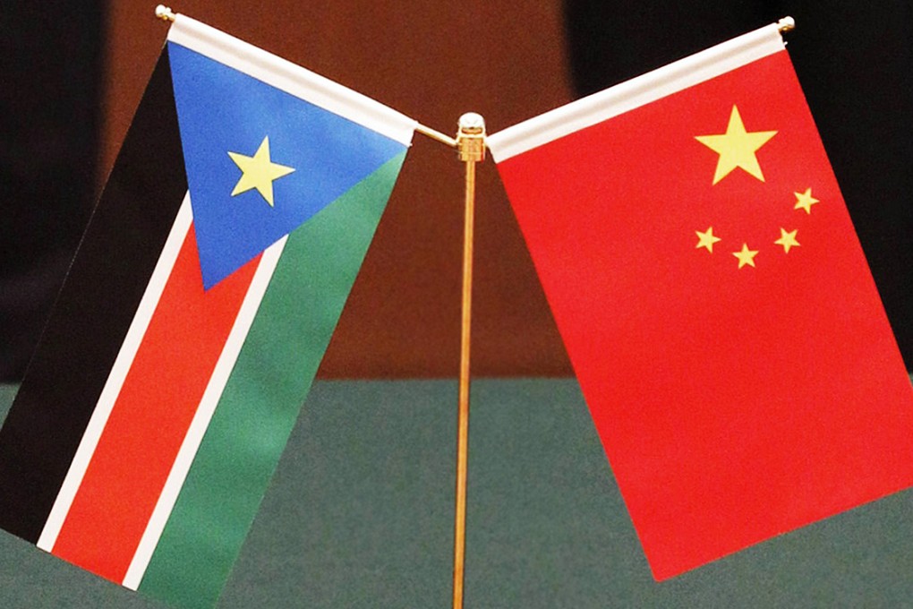The flags of South Sudan and China. Photo: Reuters