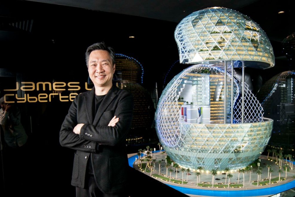 James Law, the soul behind various iconic architectural projects, stands next to the model of his brainchild – Technosphere Building in Dubai.