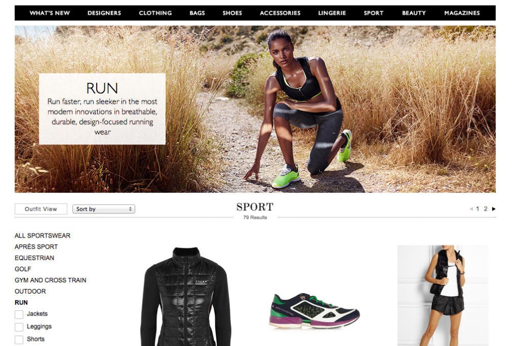 Net-a-Porter's site showcases the latest sports luxe trends.