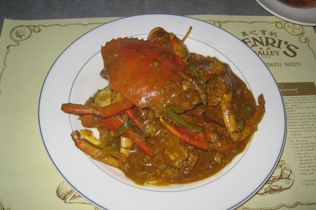 Curry crab by Henri's Galley restaurant in Macau. Photo: Eric Wong