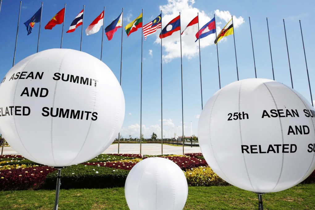 Flags will welcome delegates to an Asean summit venue. Photo: EPA
