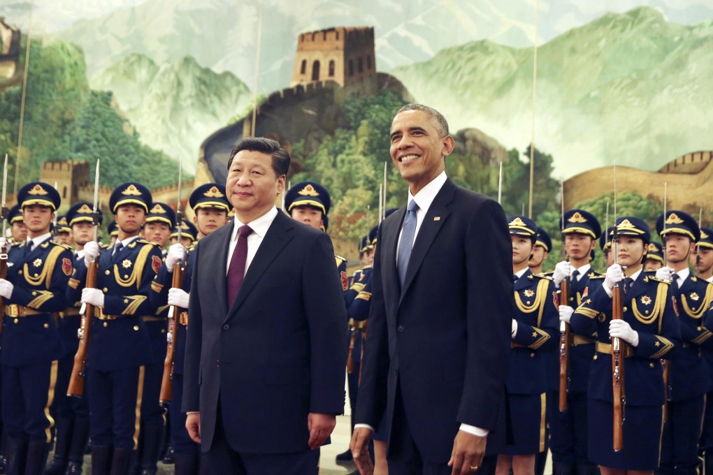 The two presidents in the Great Hall of the People in Beijing. Photo: AP