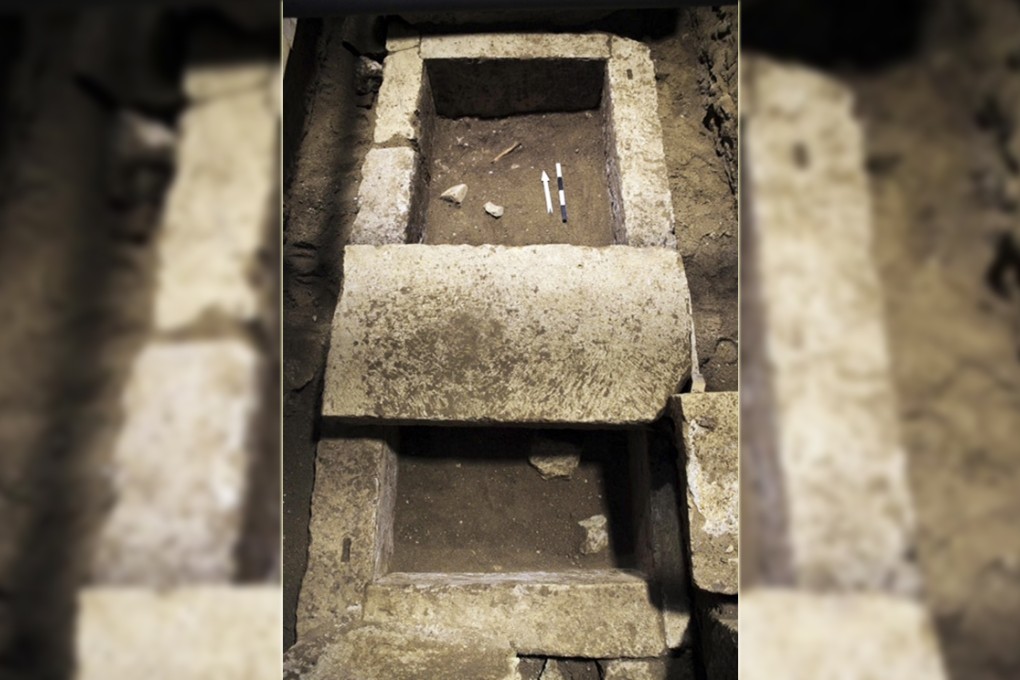 The cist in the chamber where the bones were found. Photo: AP