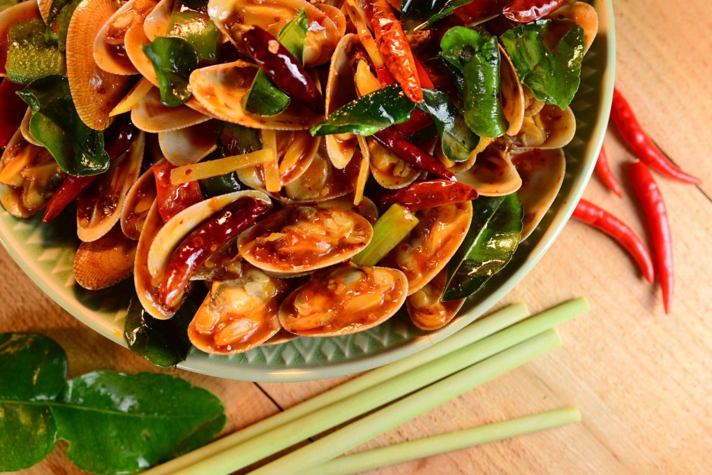 Stir-fried clams with Thai chilli paste at Promenade Restaurant