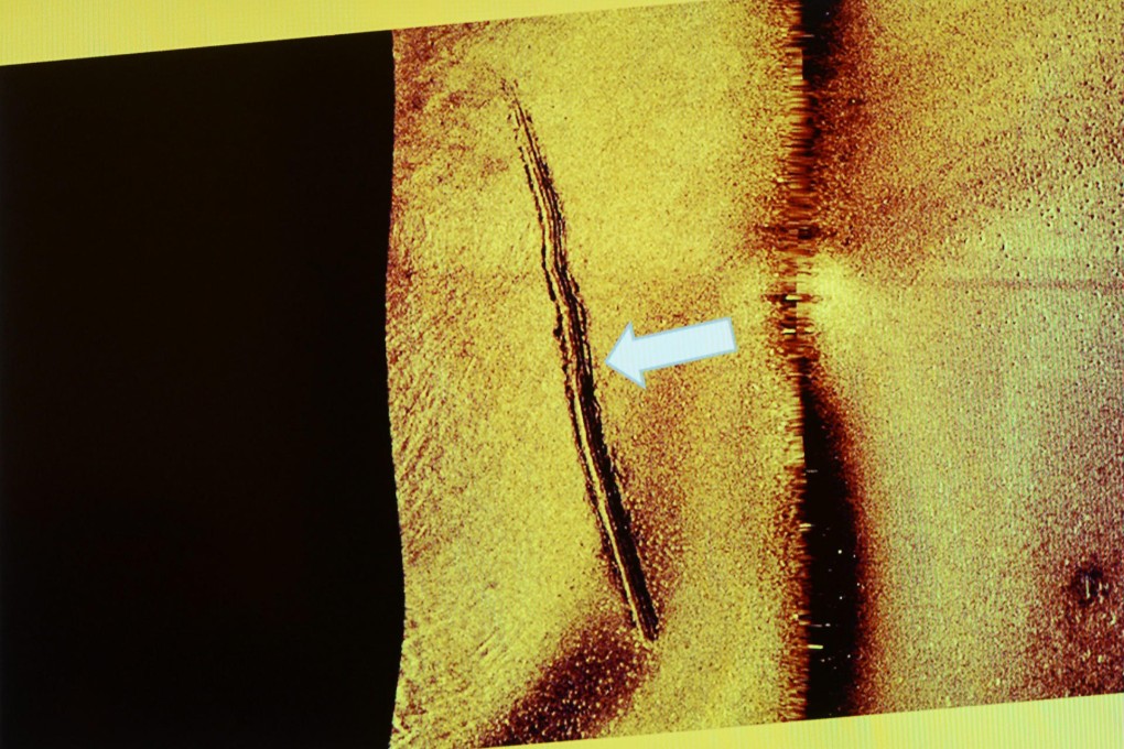A sonar image said to show boat tracks on the seabed. Photo: AP