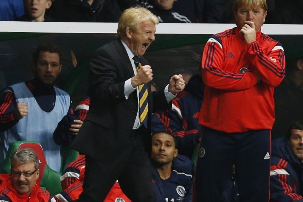 Scotland manager Gordon Strachan is a happy man at the final whistle. Photo: Reuters