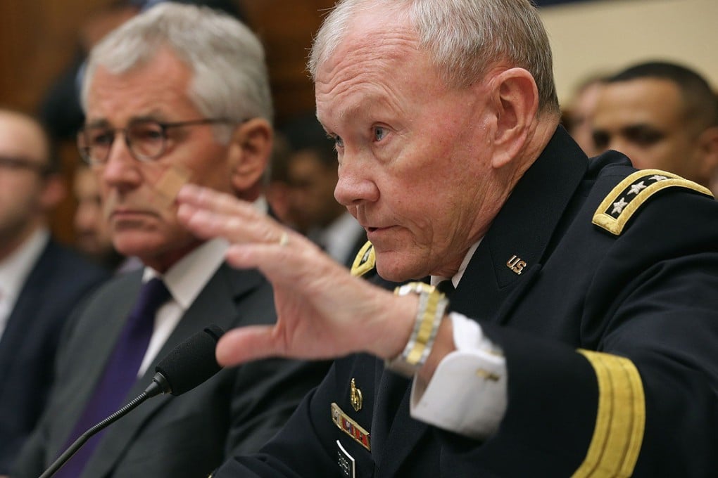 US Chairman of the Joint Chiefs of Staff General Martin Dempsey (right) and Defence Secretary Chuck Hagel testify before the House Armed Services Committee in Washington earlier this month. Photo: AFP